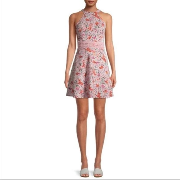 Dress Halter Neck  Skater Floral Dress No Boundaries - Picture 1 of 10